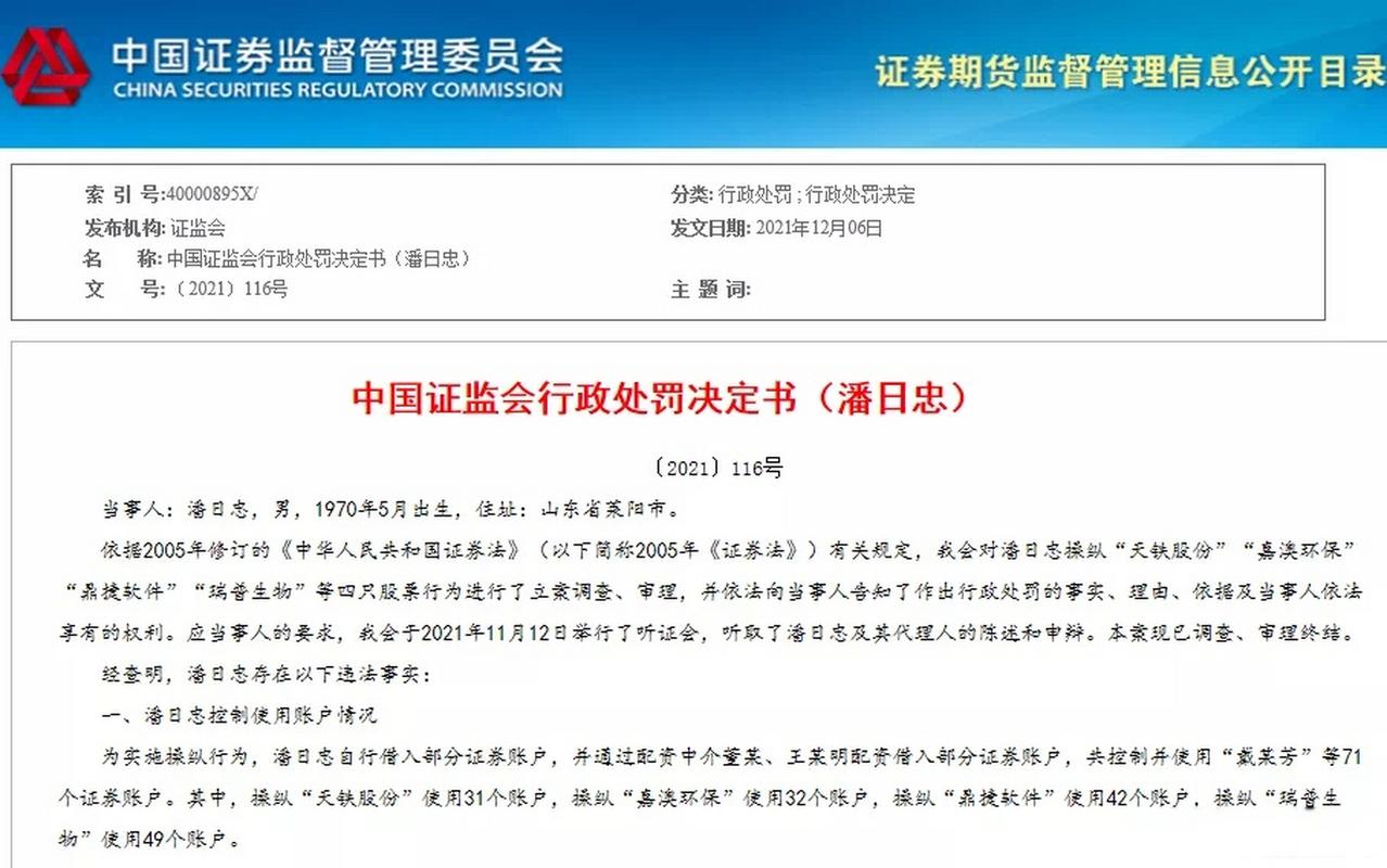 操纵证券市场 潘日忠 操纵股票处罚_证监会查配资利好哪些股票